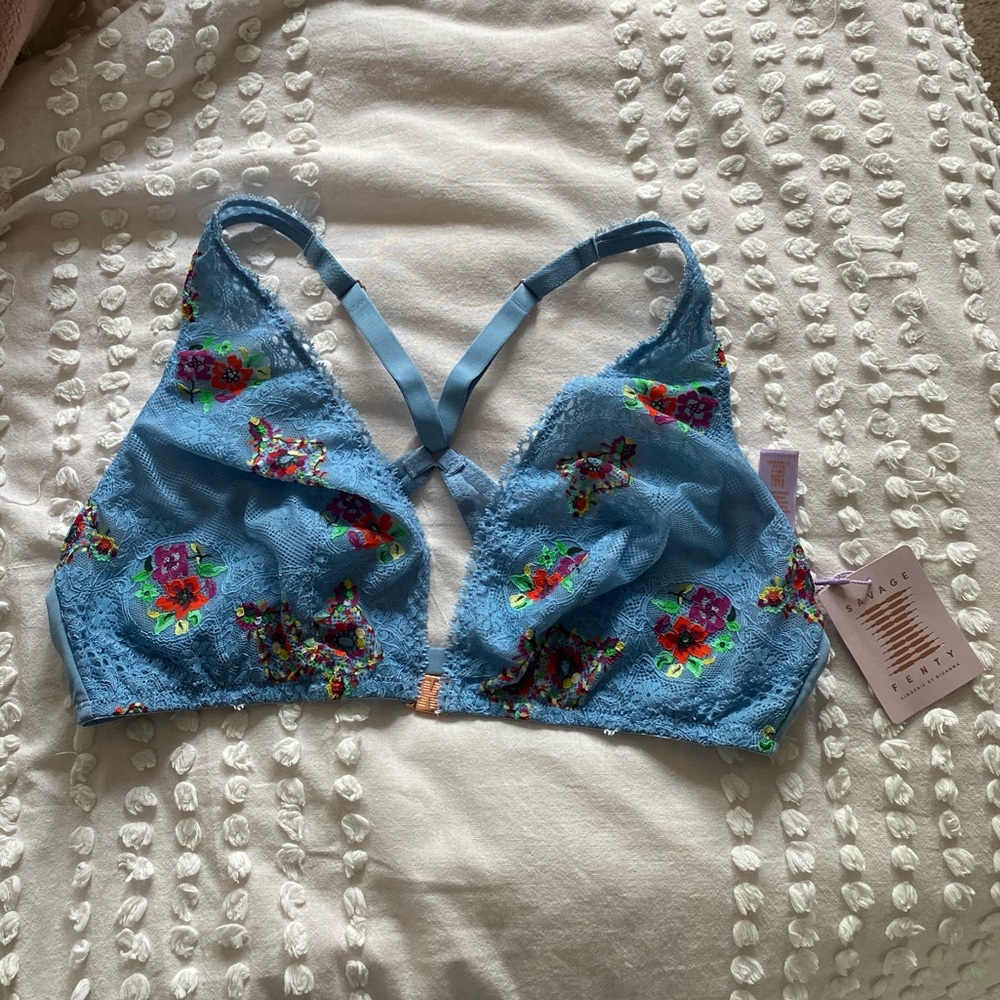 Savage X Fenty Blue Floral Lace Bralette